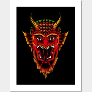 Red Demon Traditional Tattoo Old School Goth Posters and Art